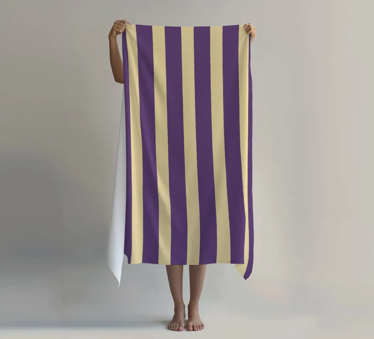 Motif de rayures simples - Violet Jaune serviette de plage de MoonlightPrint