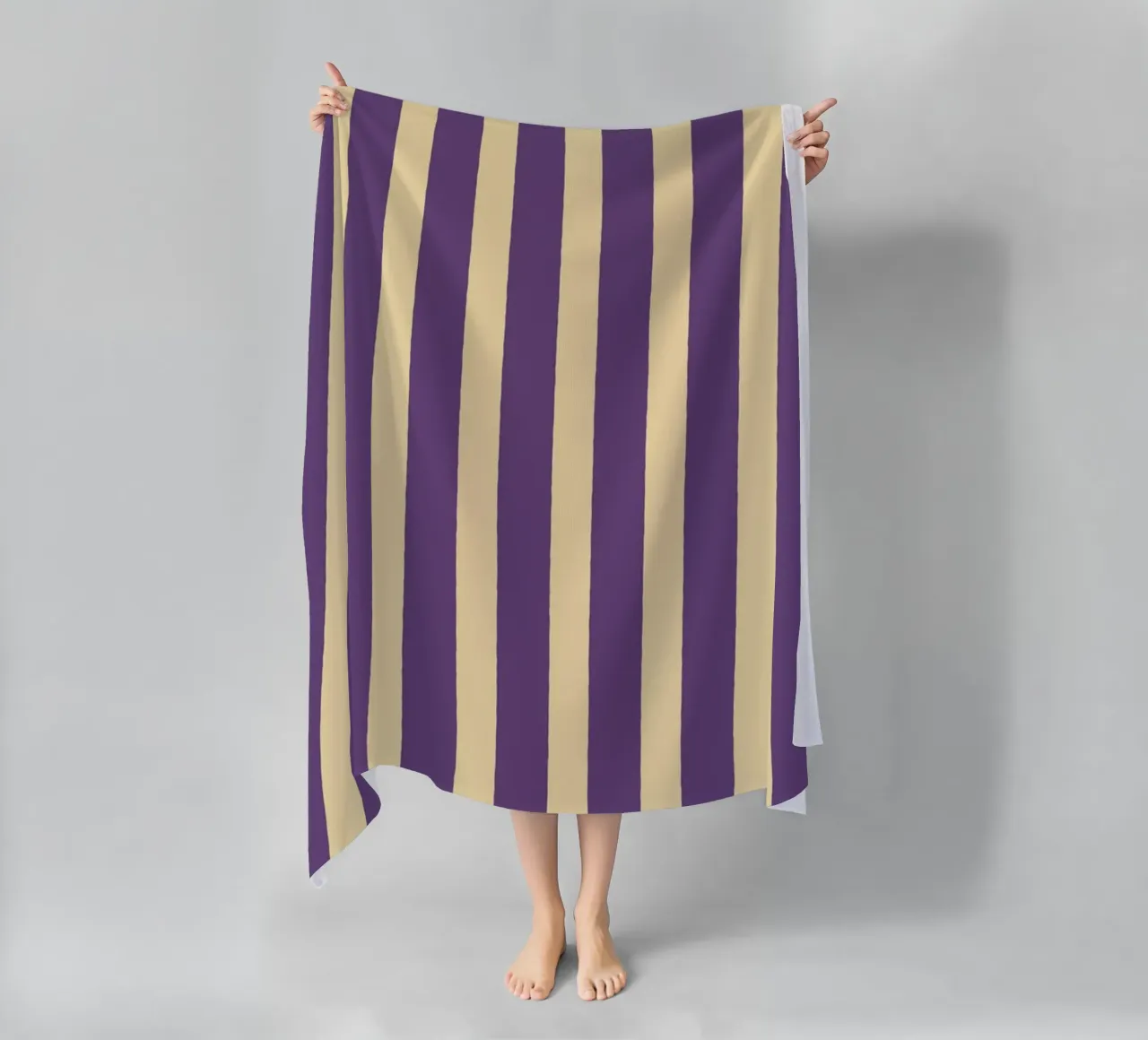 Motif de rayures simples - Violet Jaune serviette de plage de MoonlightPrint