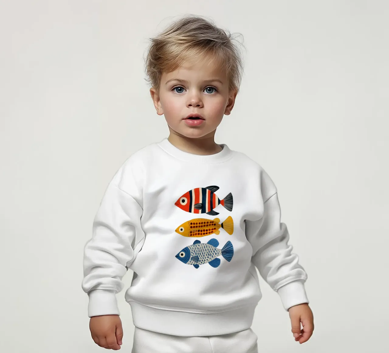 Tre pesci felpa neonato da Curious Canvas