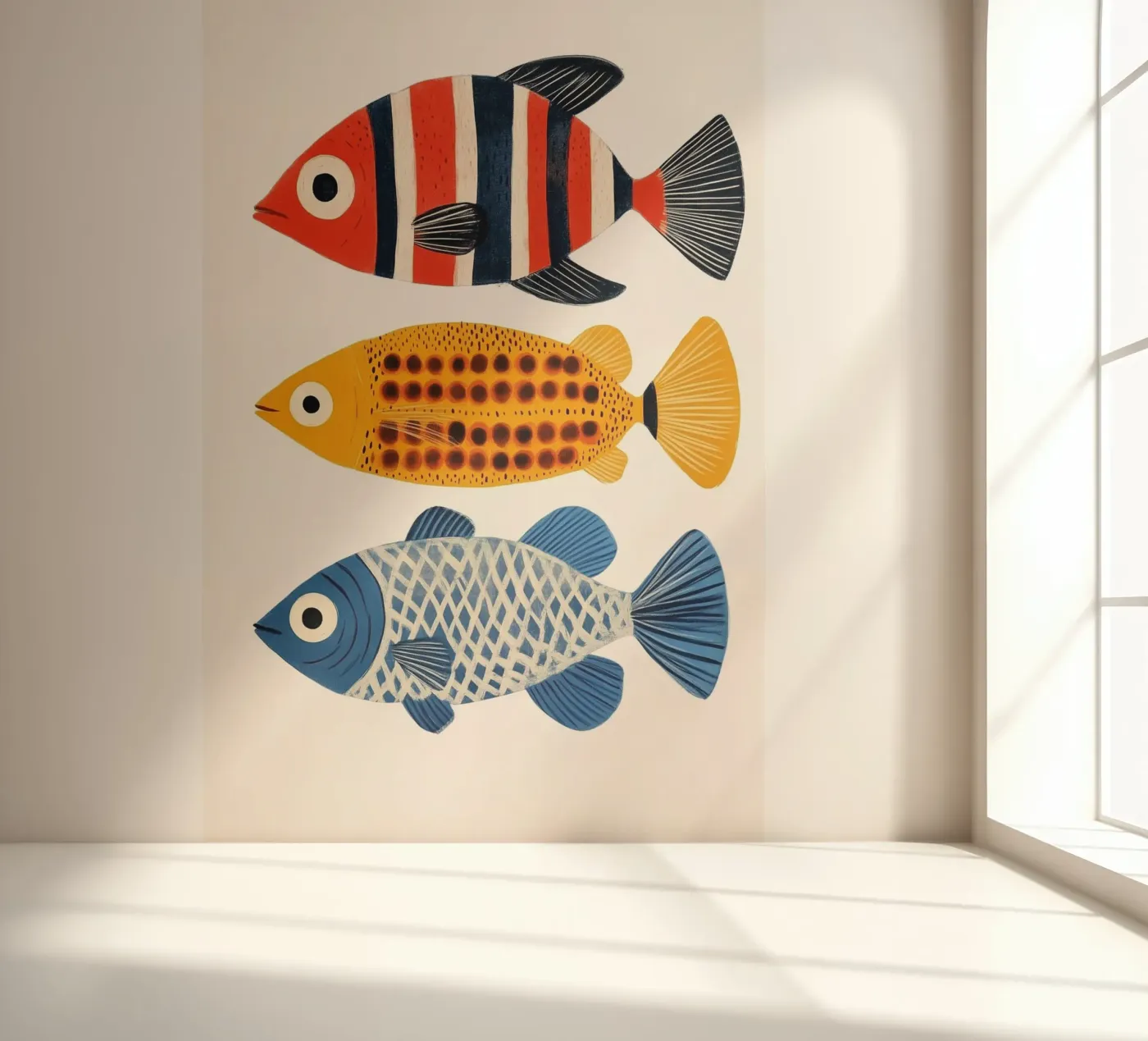 Three fish fotobehang van Curious Canvas