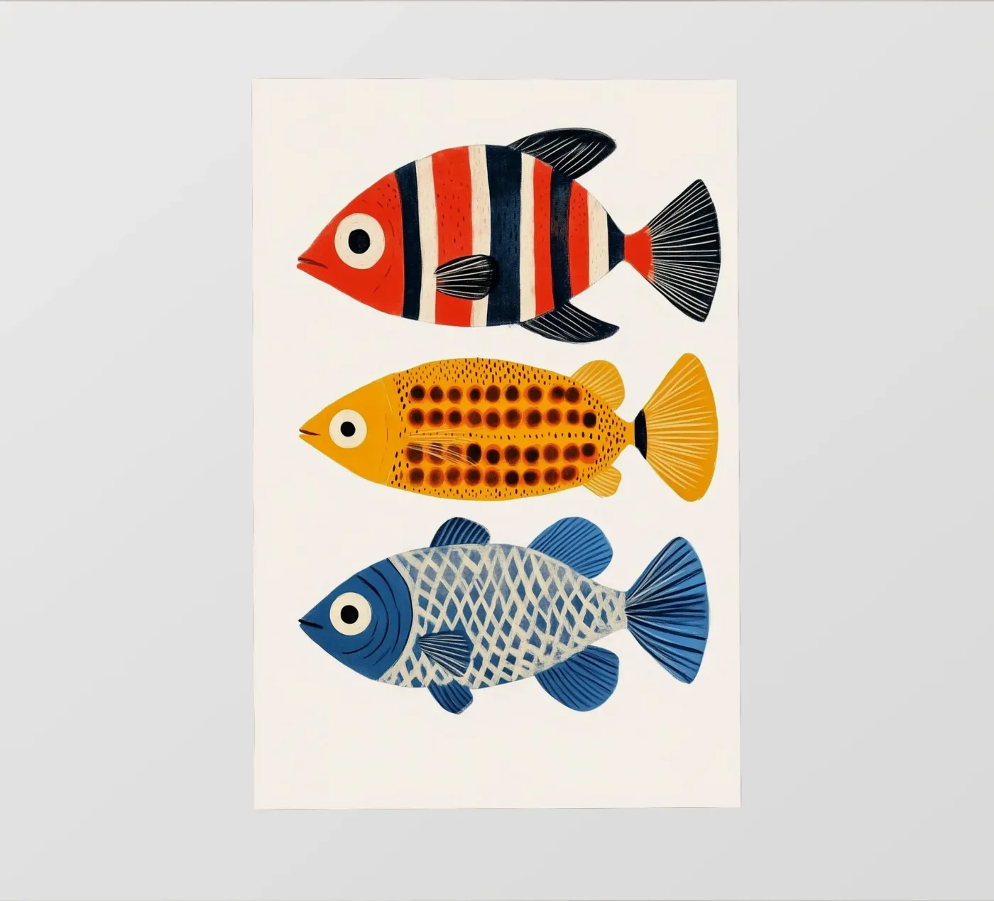 Three fish fotobehang van Curious Canvas