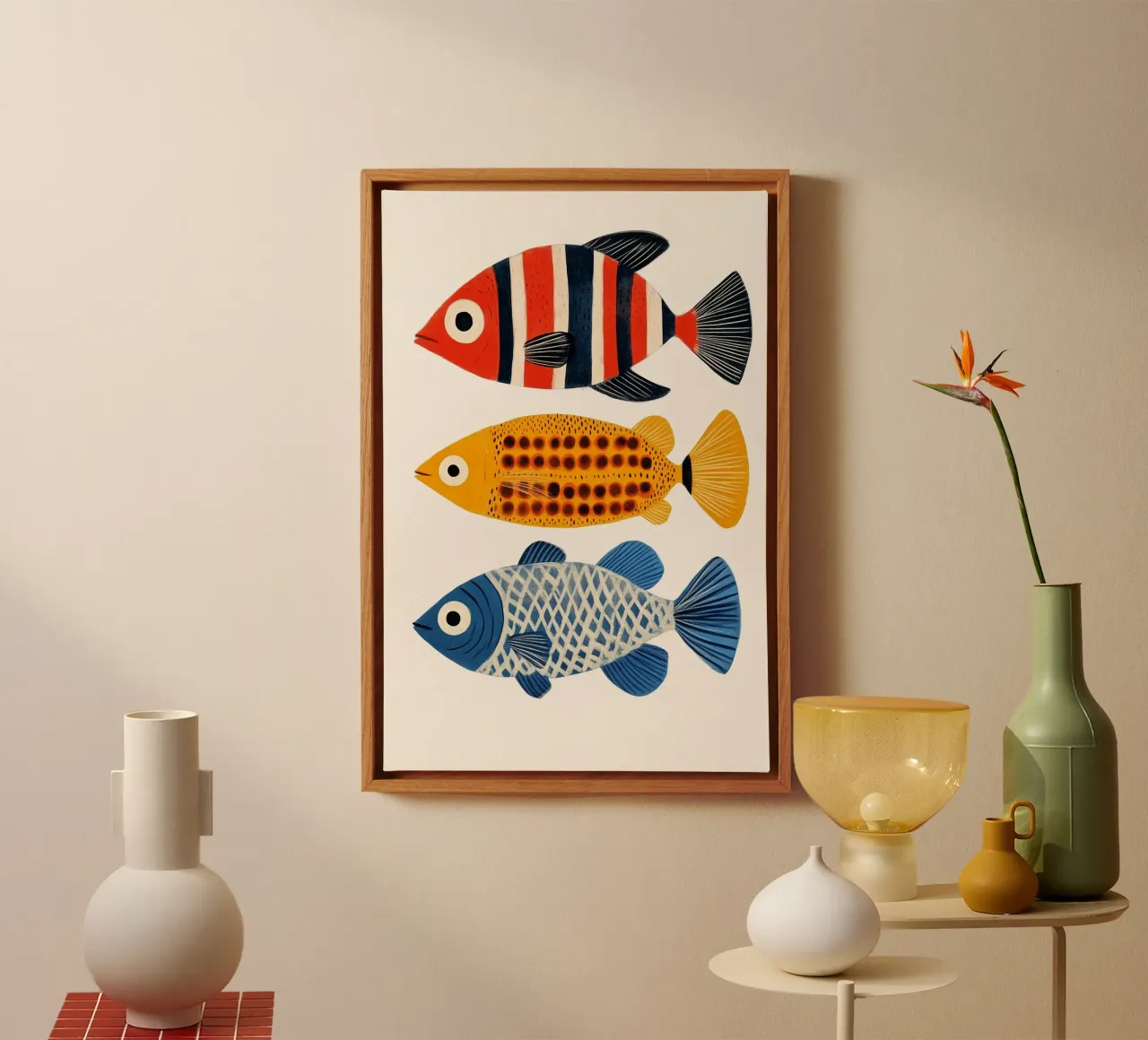 Three fish canvas by Curious Canvas