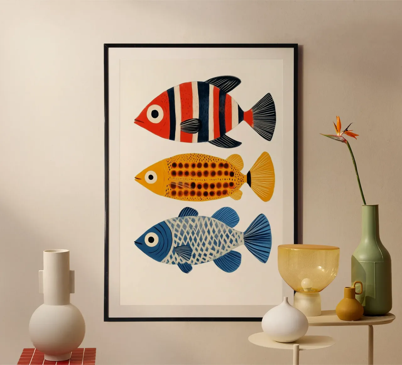 Three fish poster by Curious Canvas