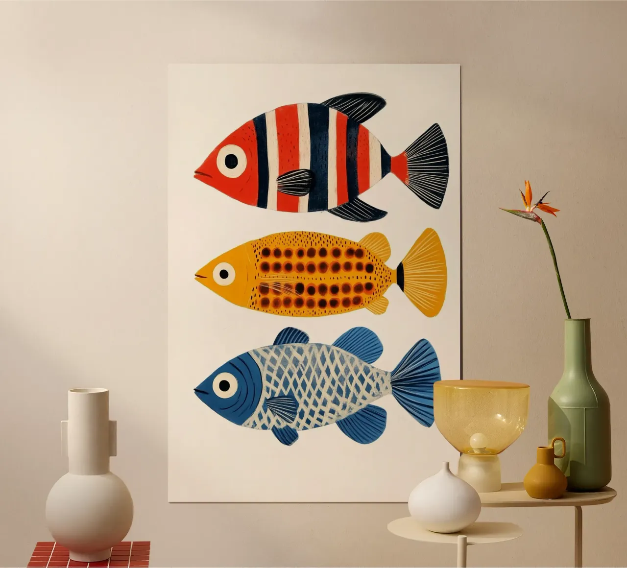 Three fish poster by Curious Canvas