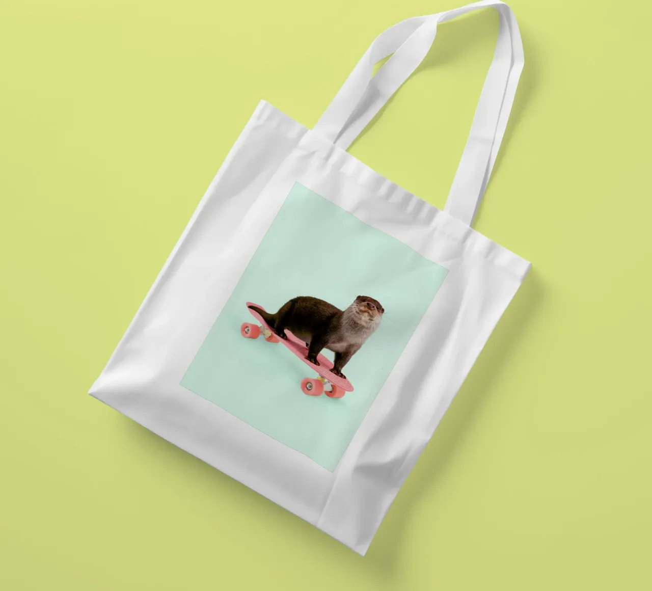 Skate Otter tote bag by Paul Fuentes Design