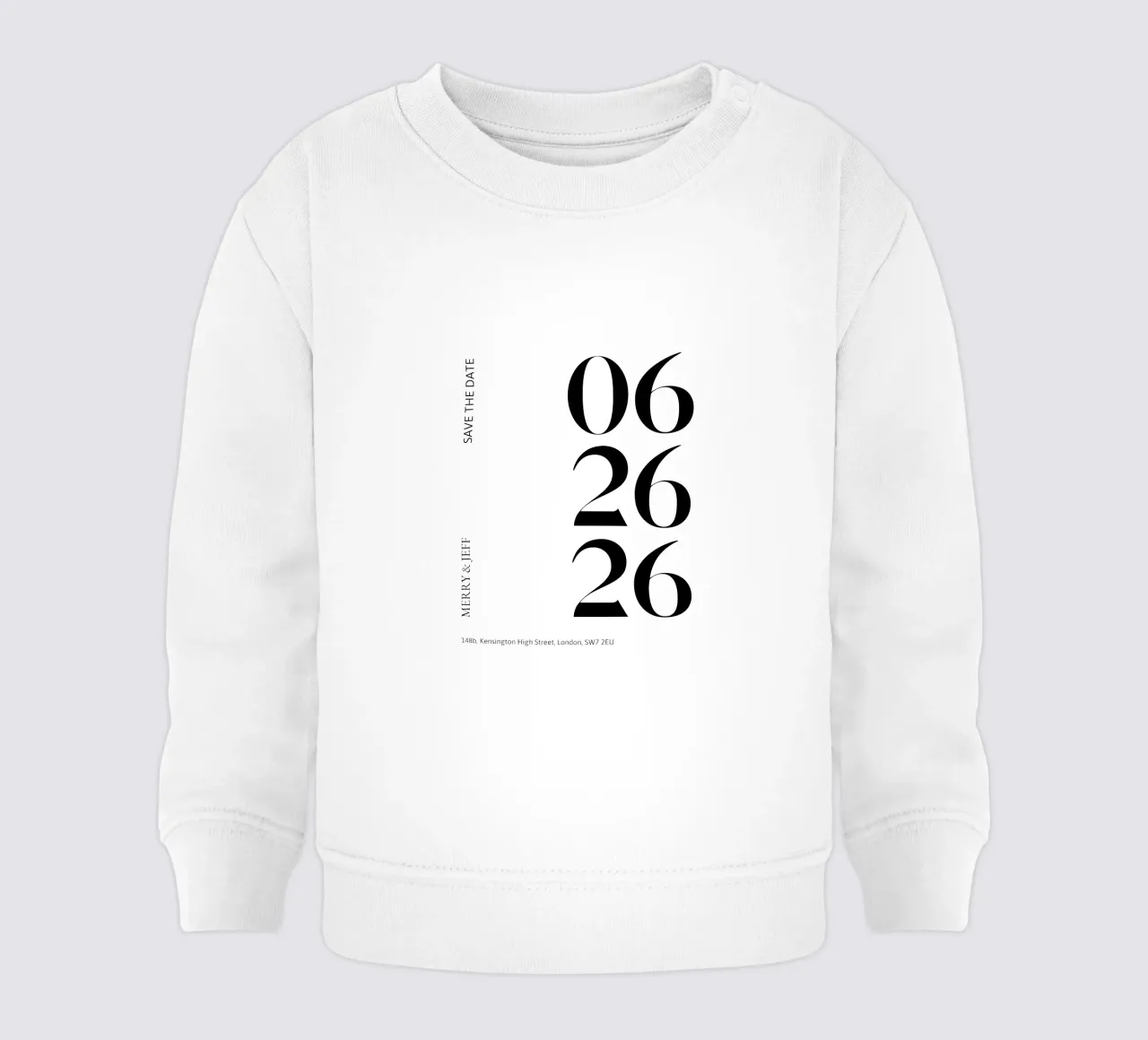 Personalizzazione degli inviti felpa neonato da YV TYPOGRAPHY