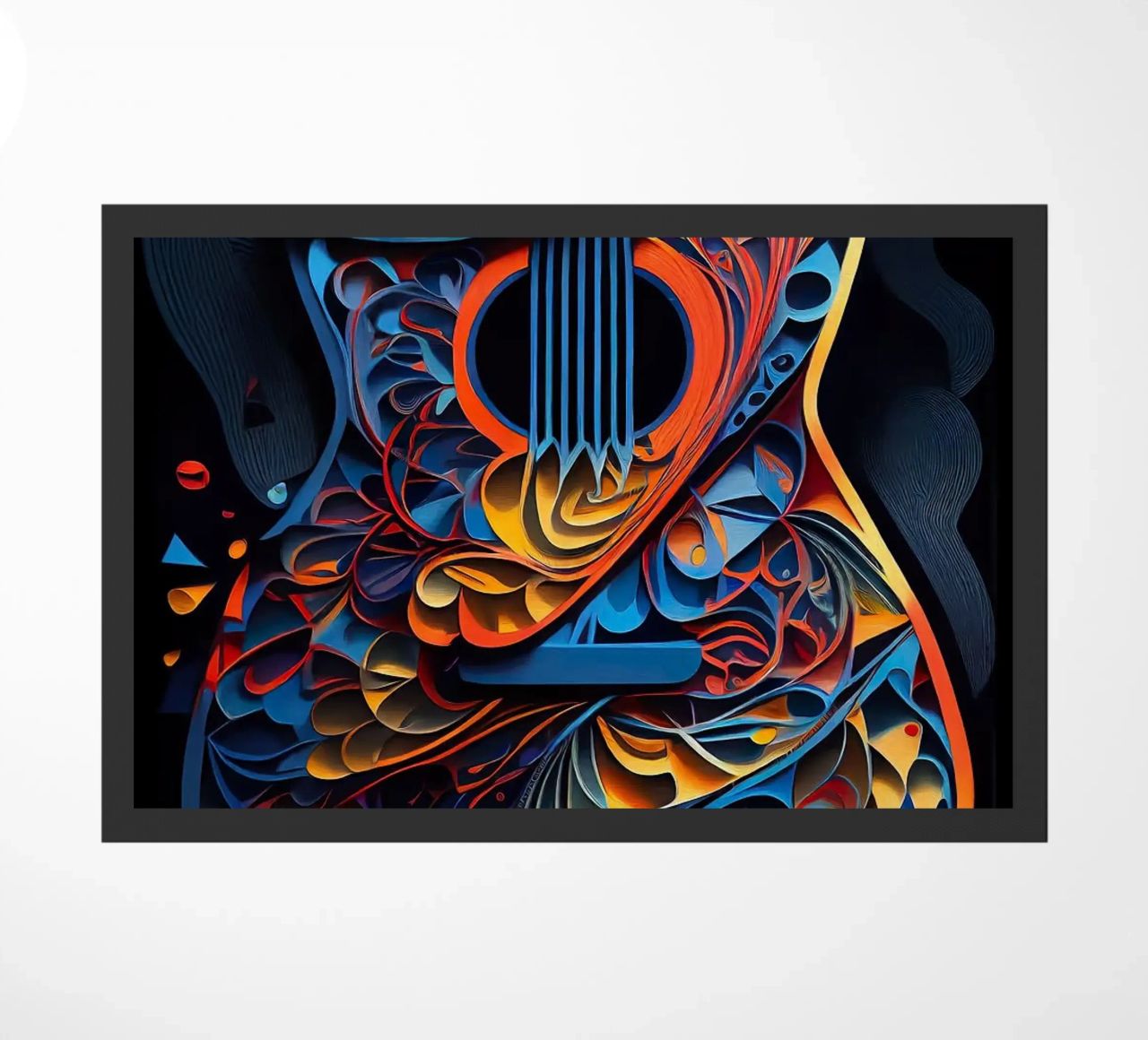 guitar colorful abstract strings vibrant leaves flowers doormat by Hien T Huynh