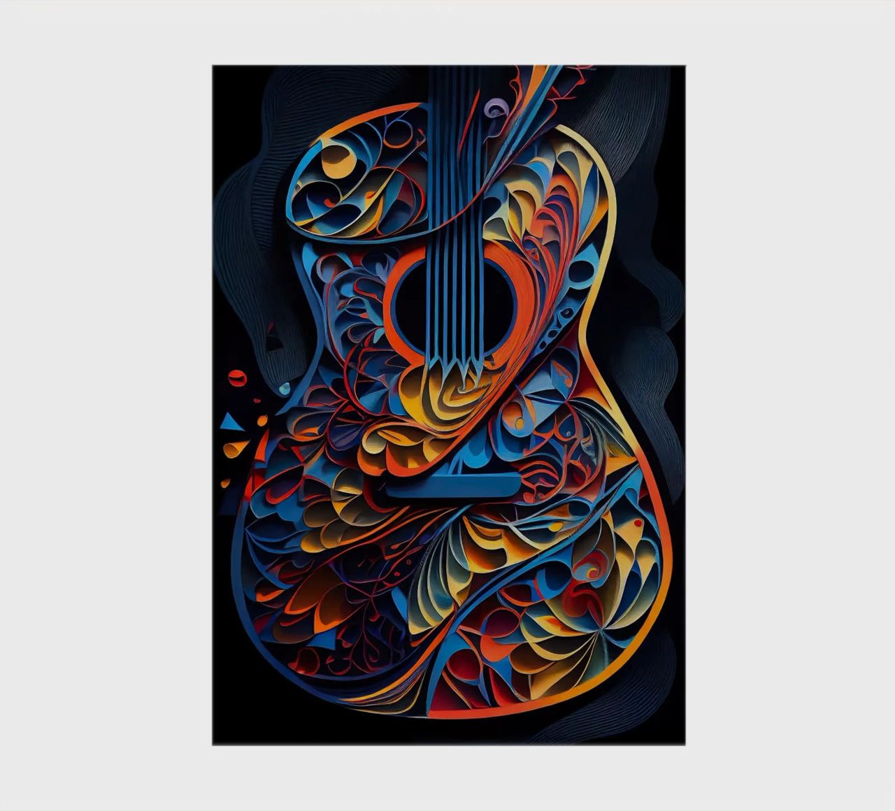 guitar colorful abstract strings vibrant leaves flowers notebook by Hien T Huynh