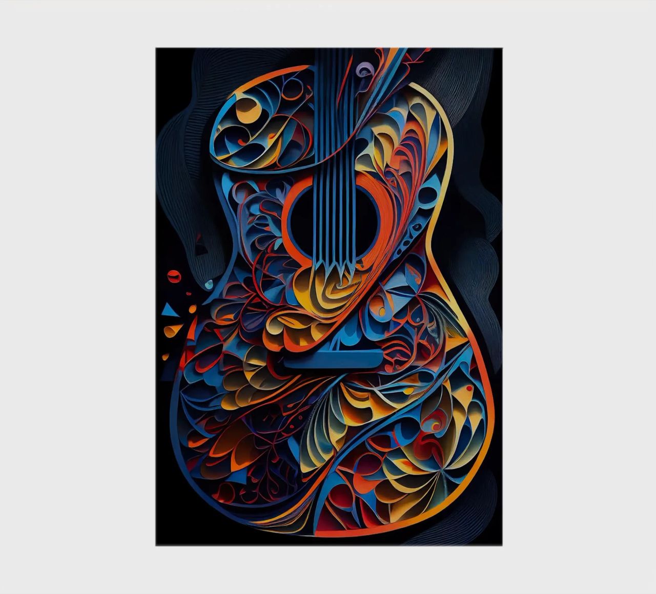 guitar colorful abstract strings vibrant leaves flowers notebook by Hien T Huynh