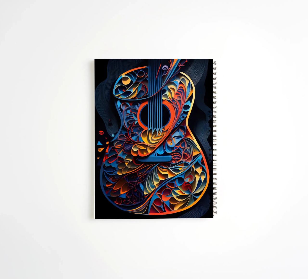 guitar colorful abstract strings vibrant leaves flowers spiral notebook by Hien T Huynh