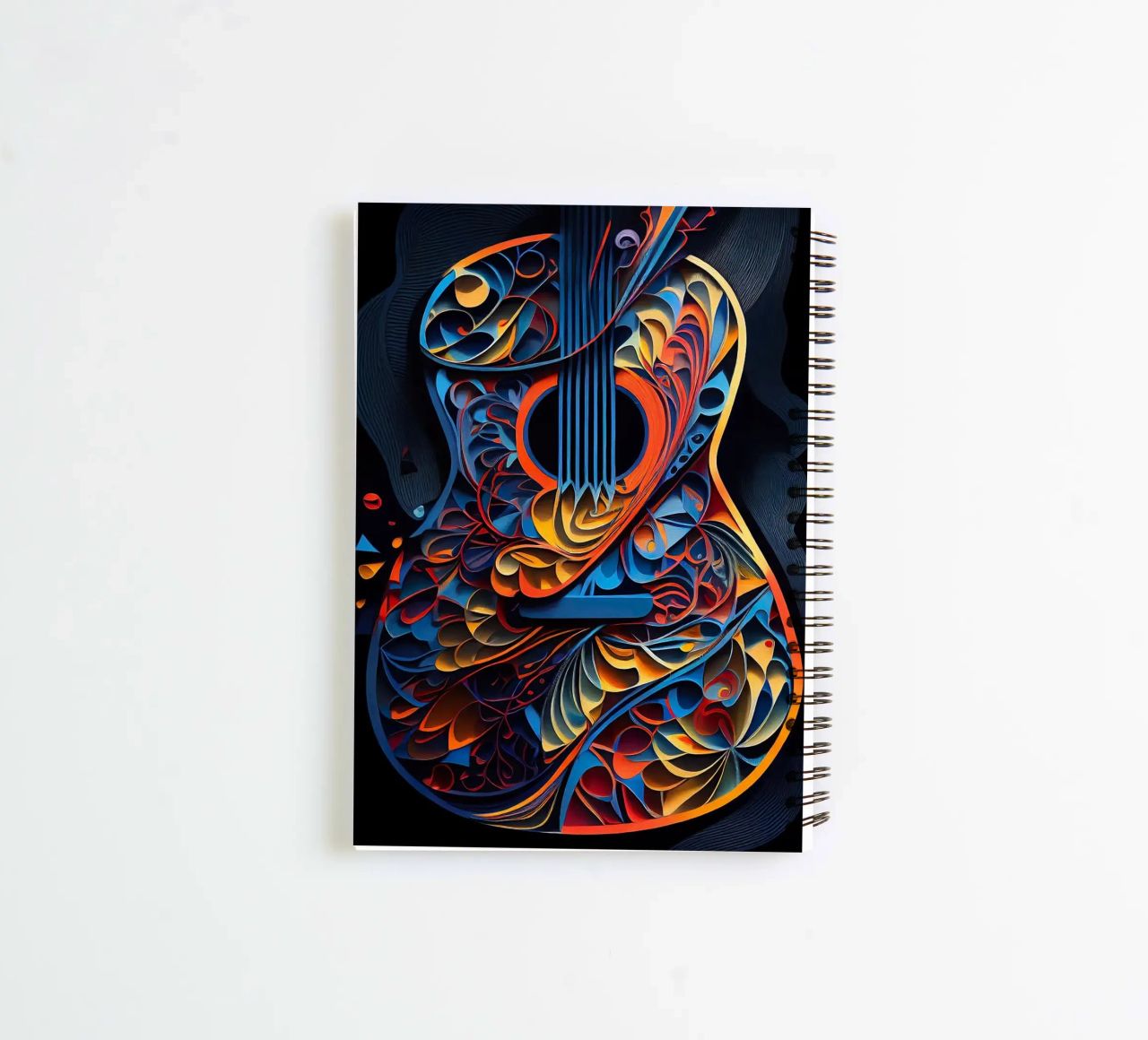 guitar colorful abstract strings vibrant leaves flowers spiral notebook by Hien T Huynh