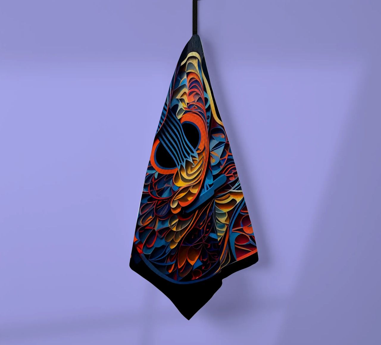 guitar colorful abstract strings vibrant leaves flowers tea towel by Hien T Huynh