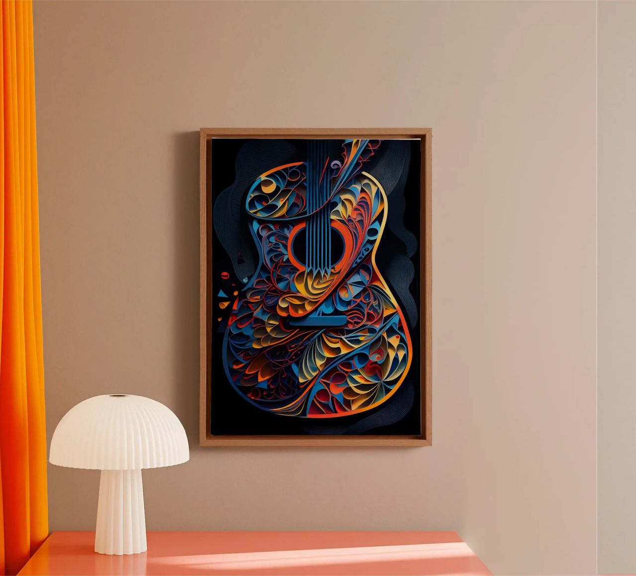 guitar colorful abstract strings vibrant leaves flowers canvas by Hien T Huynh
