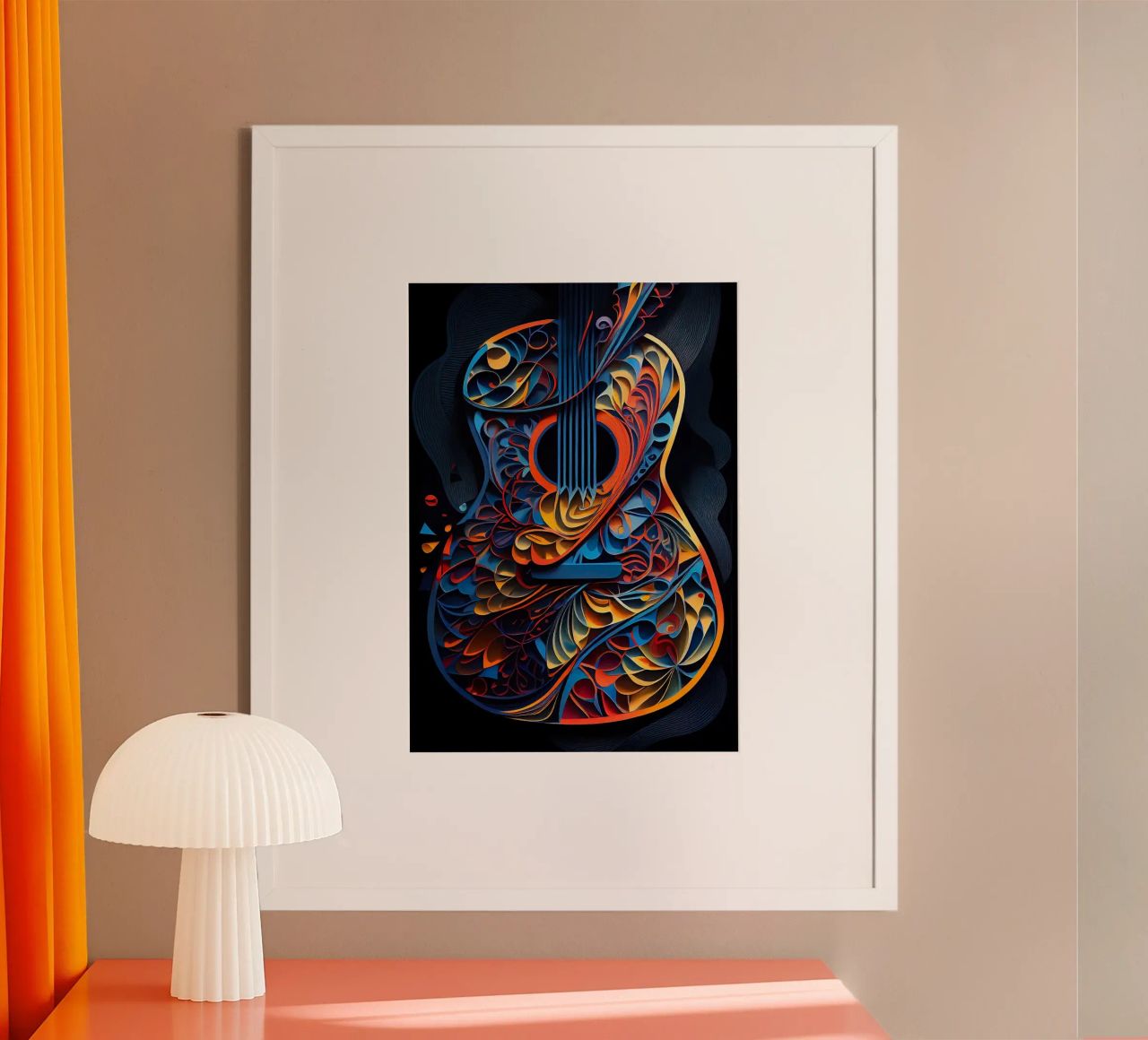 guitar colorful abstract strings vibrant leaves flowers poster by Hien T Huynh