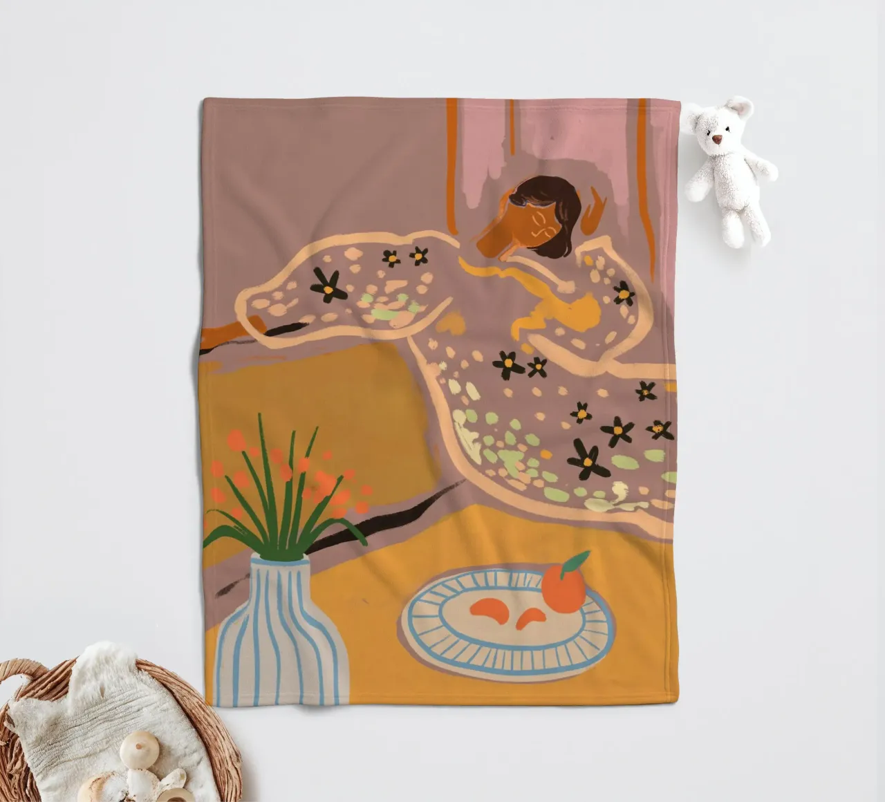 Slow Down Sunday fleece blanket by Arty Guava