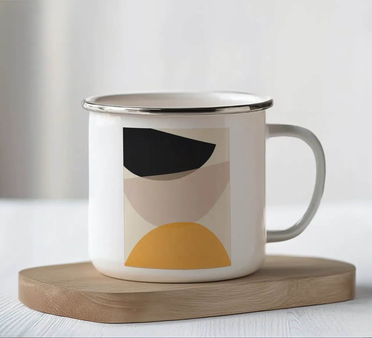 formes géométrie composition équilibre forme abstraite mug en émail de Leslie Anne Kriz