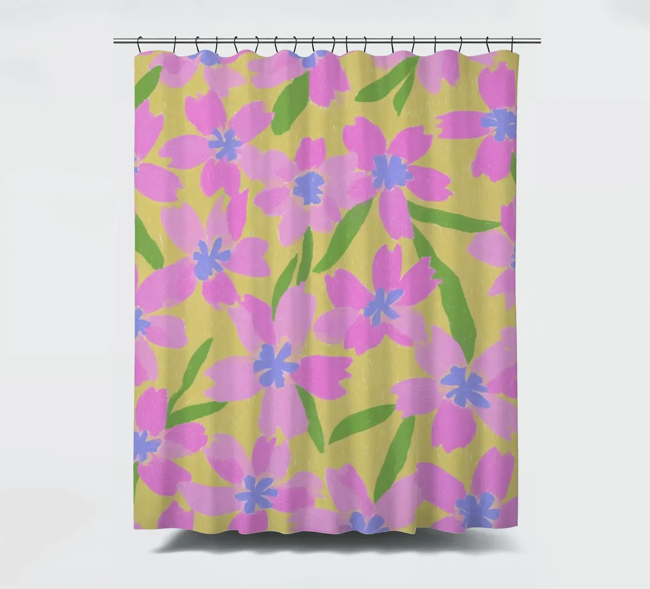 Flowers Pinki Pop shower curtain by Carinaprint