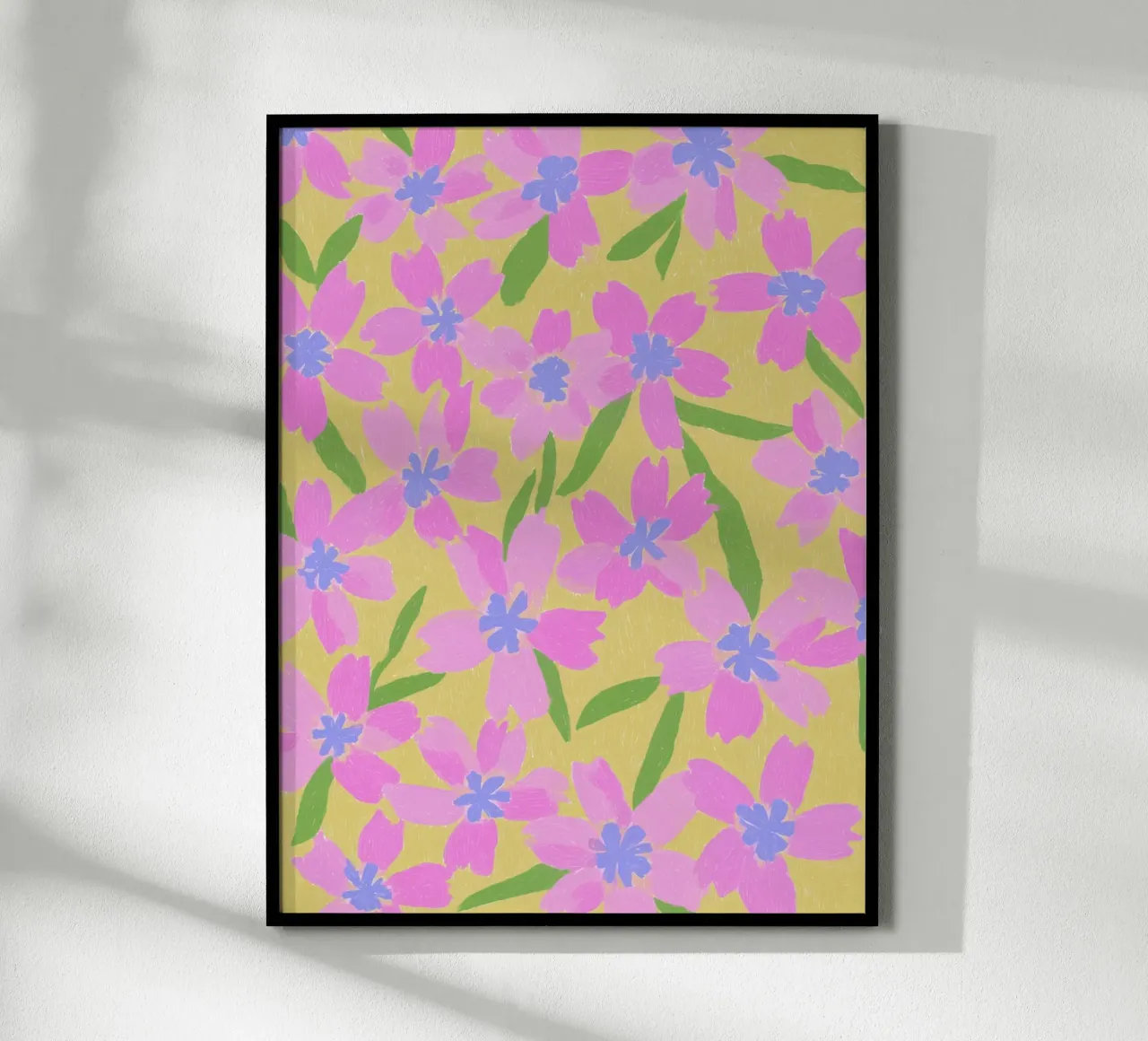 Bloemen Pinki Pop poster met houten frame van Carinaprint