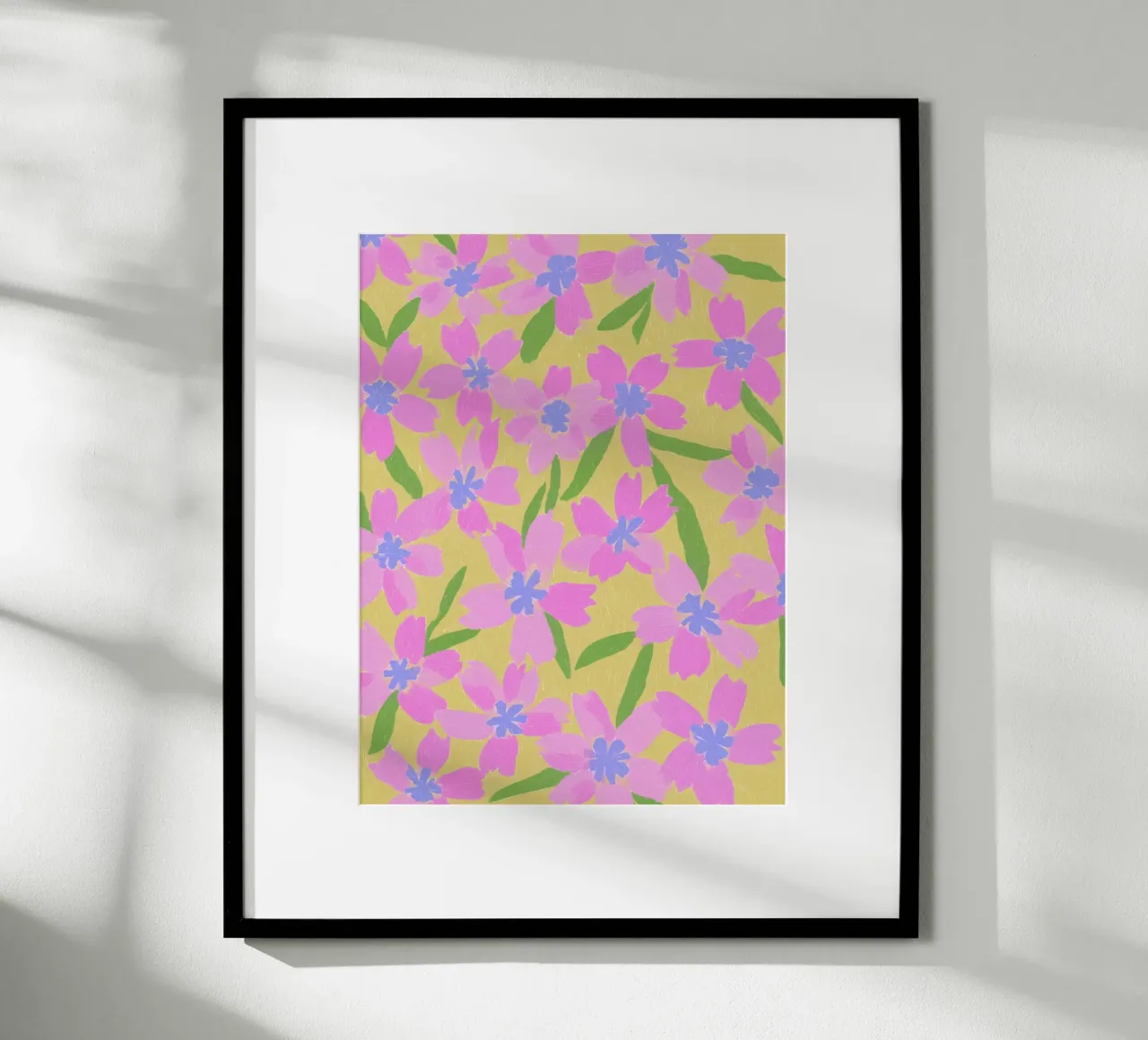 Bloemen Pinki Pop poster met houten frame van Carinaprint