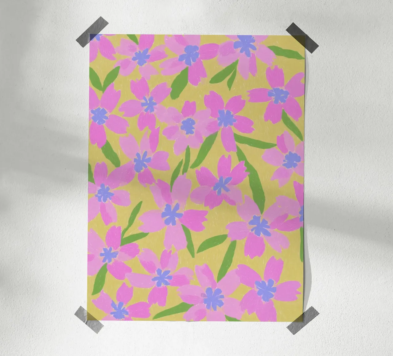 Bloemen Pinki Pop poster met houten frame van Carinaprint