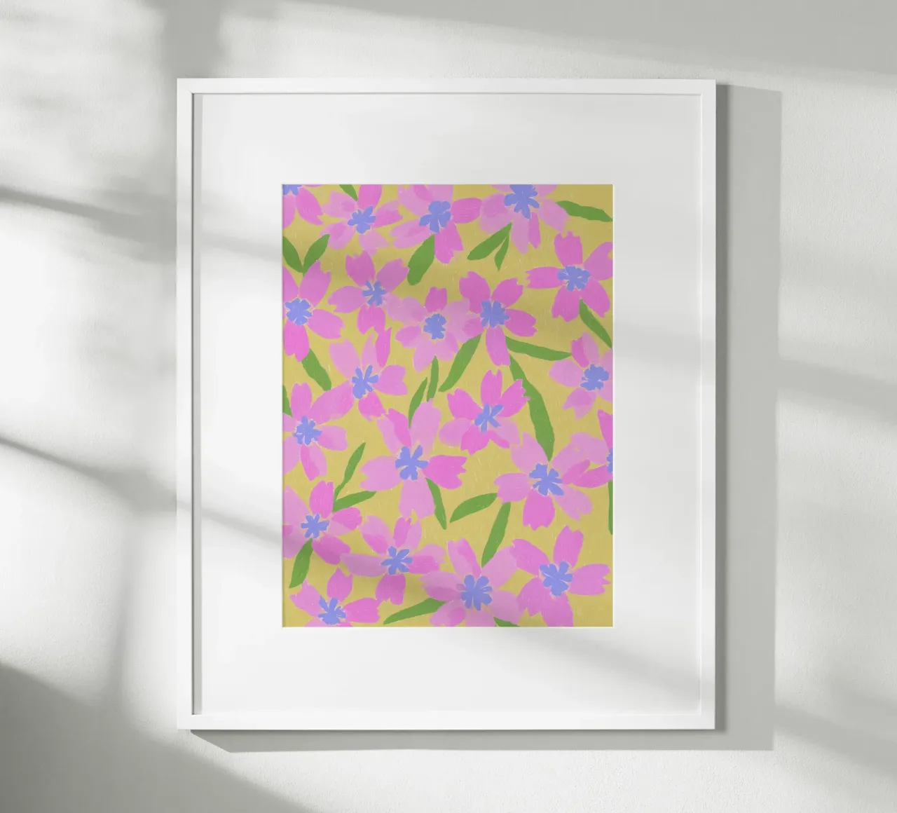 Bloemen Pinki Pop poster met houten frame van Carinaprint