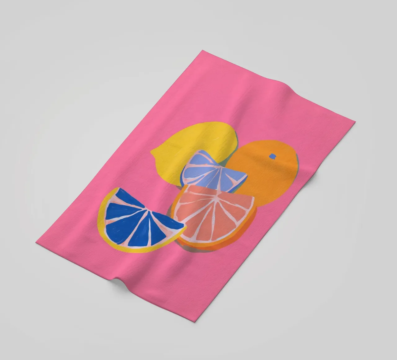 Pink citrus joy beach towel by Carinaprint