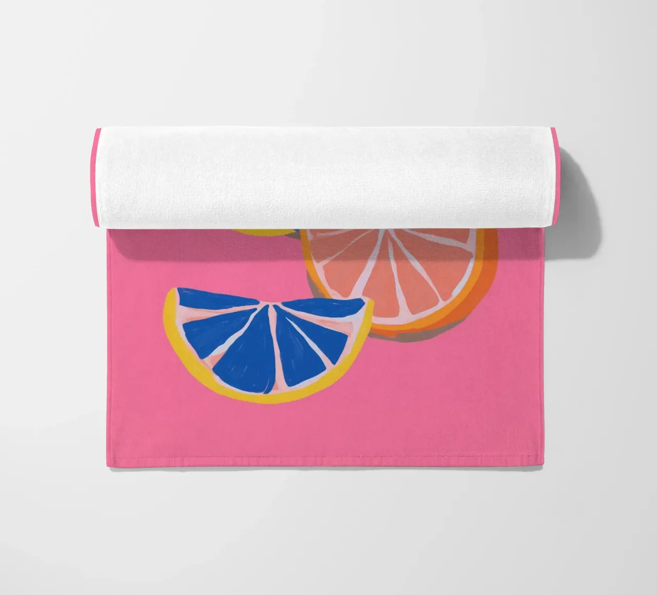 Pink citrus joy beach towel by Carinaprint