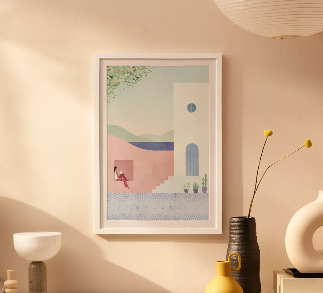 Greece poster avec cadre en bois de Henry Rivers