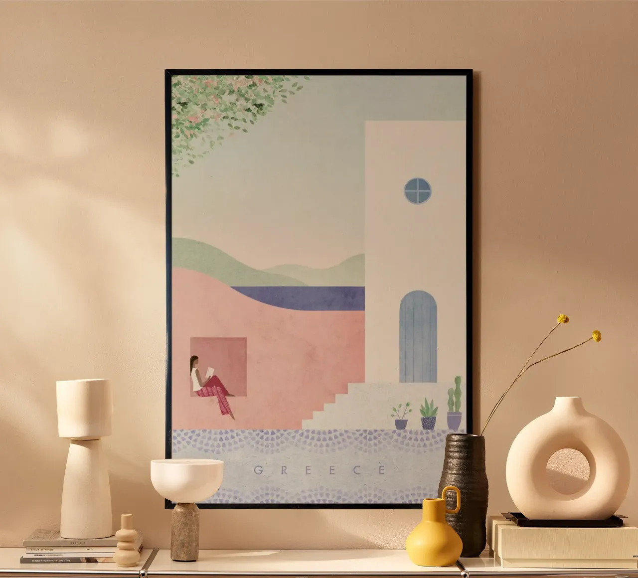 Greece poster avec cadre en bois de Henry Rivers