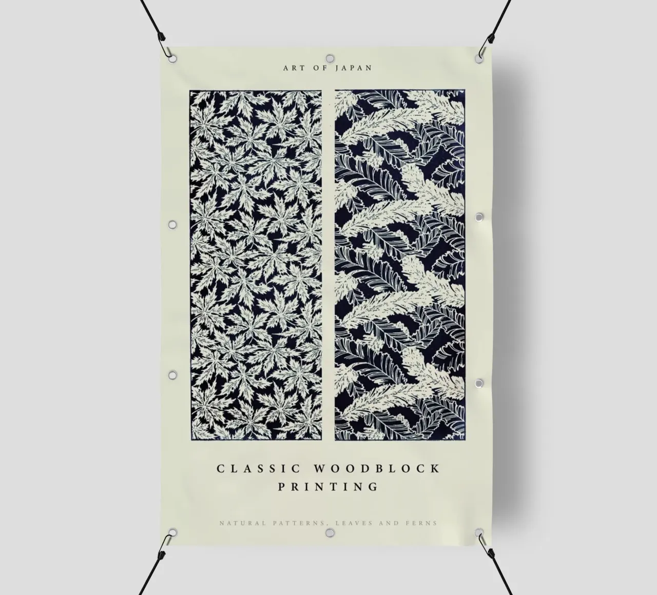 Japanese Leaves And Ferns Woodblock telo in pvc da Vintage by JUNIQE
