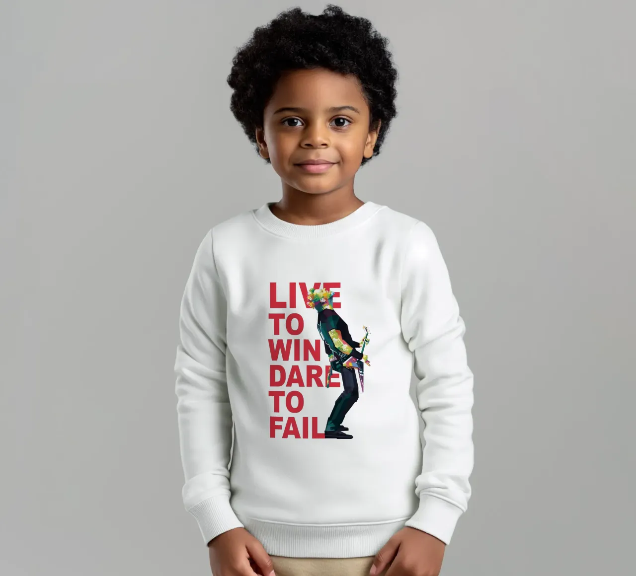 Live to win dare to fail kids sweatshirt by Alkahfsmart