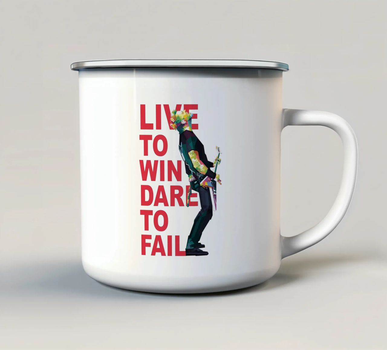 Vivere per vincere osare per fallire tazza in smalto da Alkahfsmart