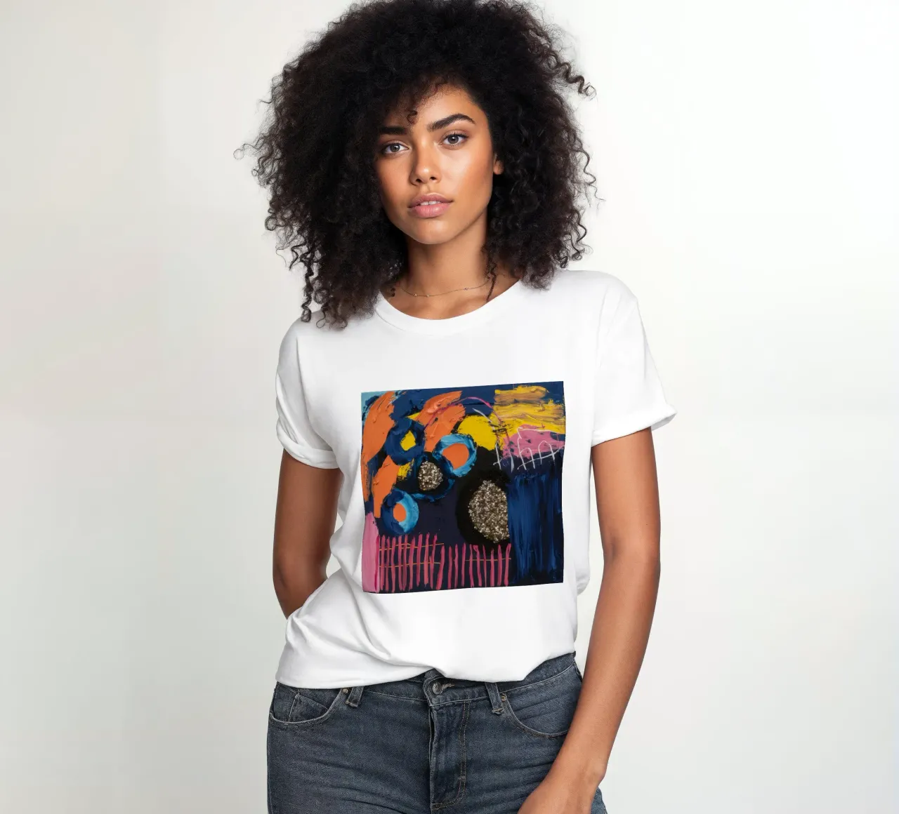 Cosmic Spark Grid women's fitted t-shirt by Sublime Layers