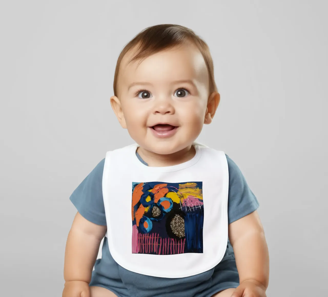 Cosmic Spark Grid baby bib by Sublime Layers