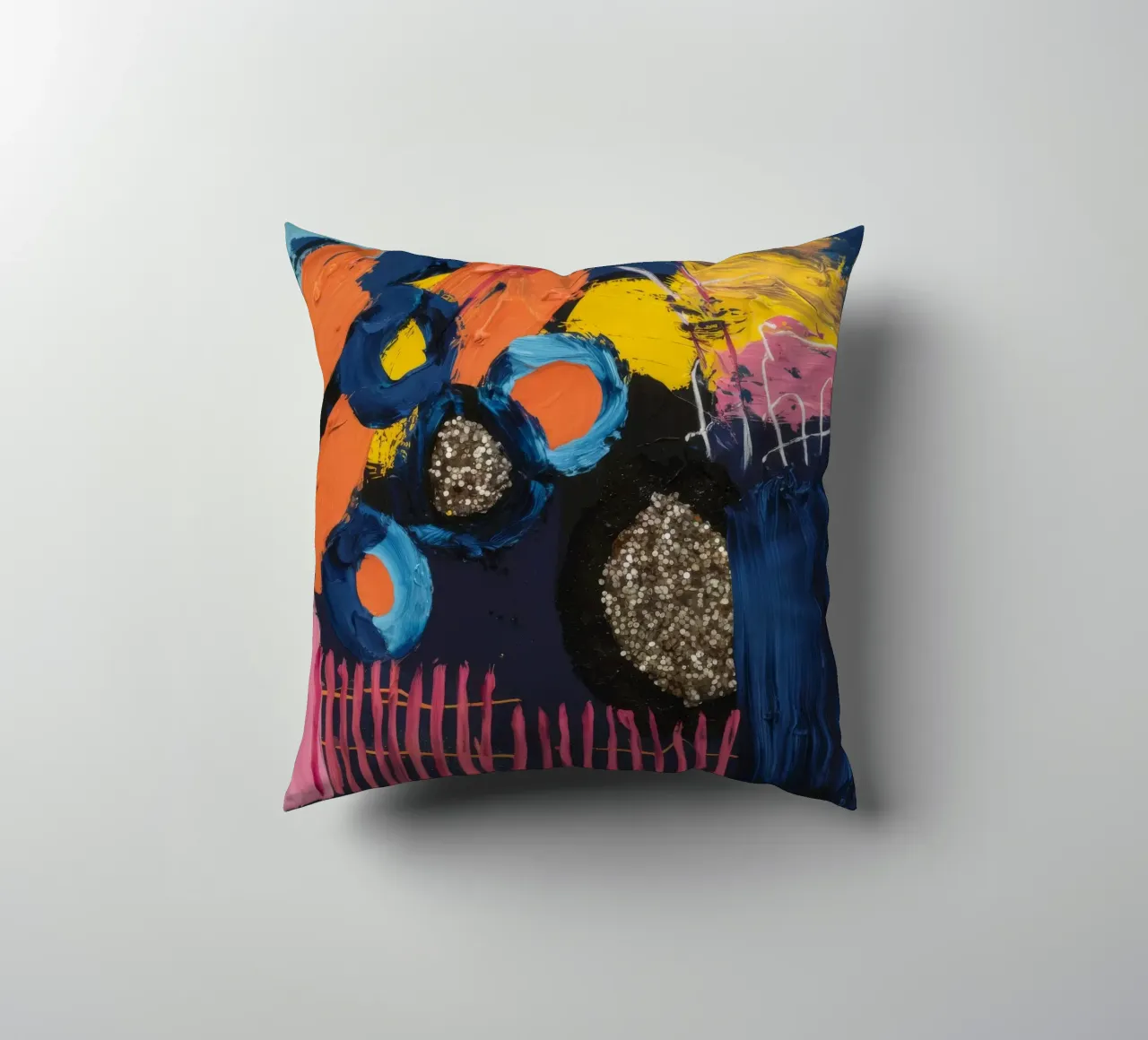 Cosmic Spark Grid decorative cushion by Sublime Layers