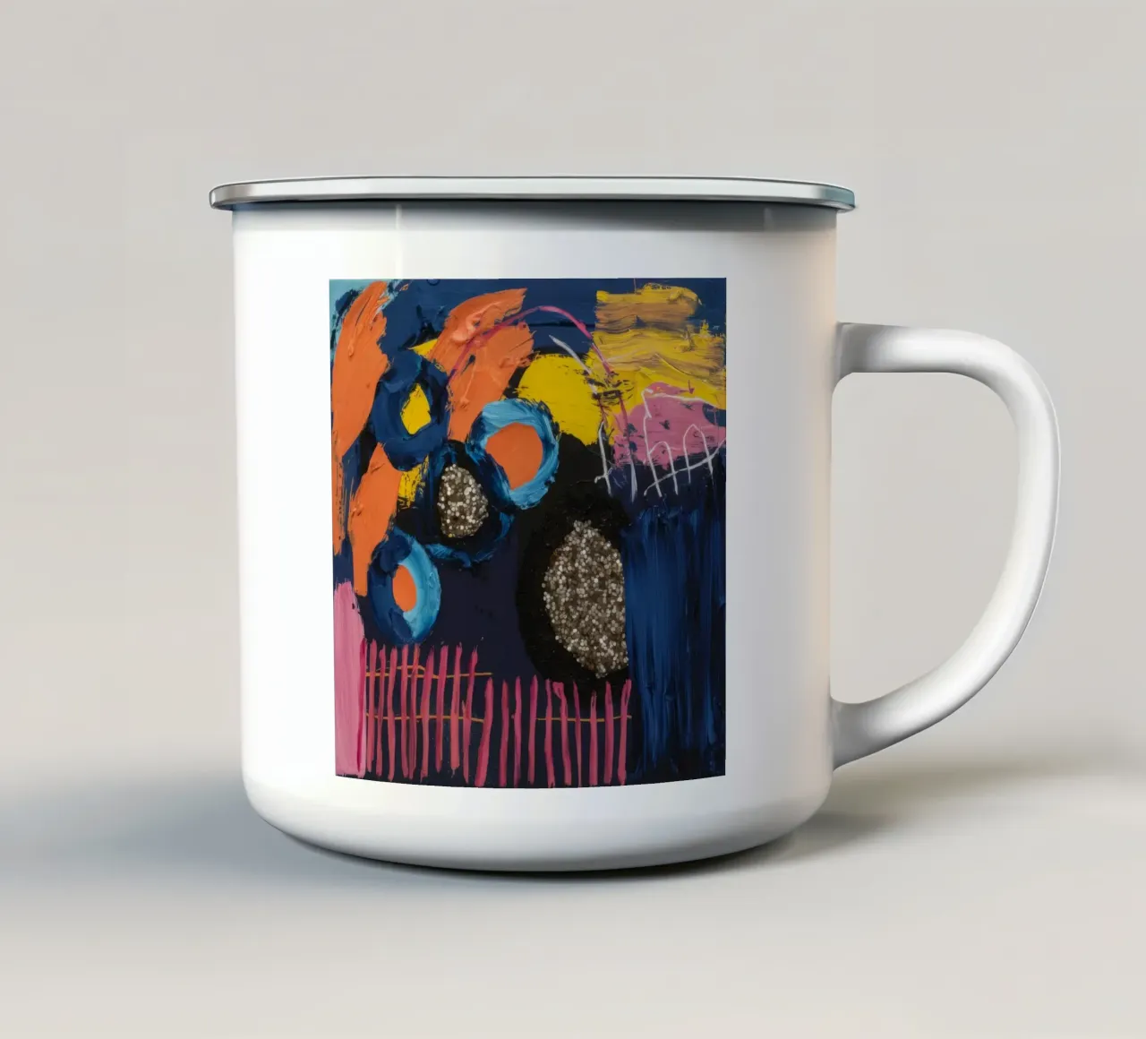 Cosmic Spark Grid enamel mug by Sublime Layers