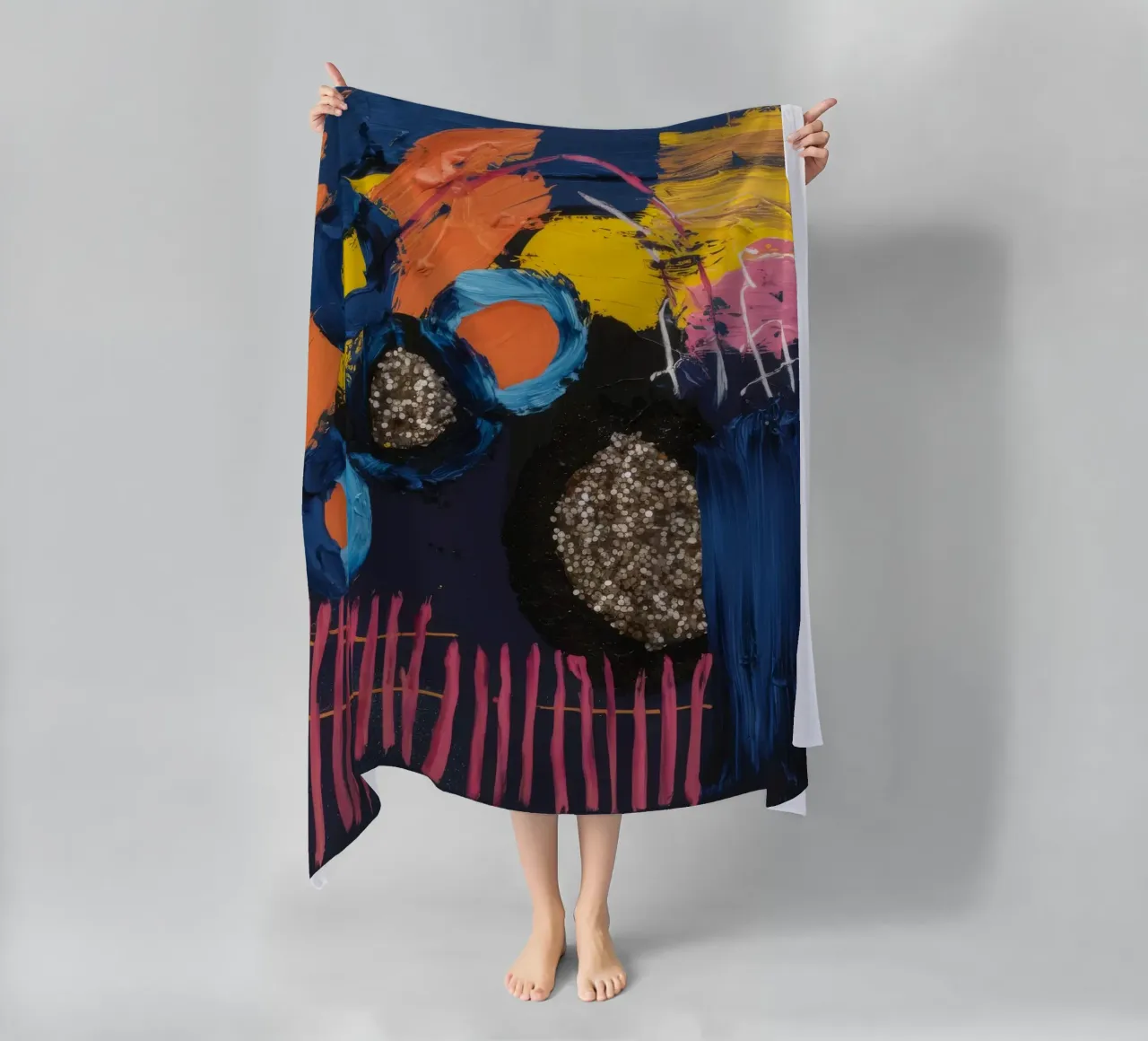 Cosmic Spark Grid beach towel by Sublime Layers