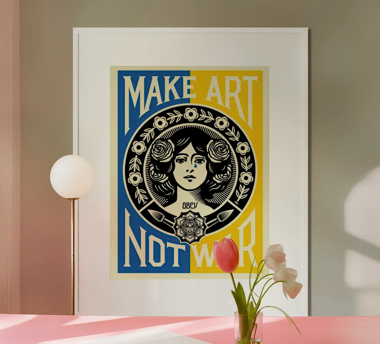 MAKE ART NOT WAR 2 poster con marco de aluminio de American Poster