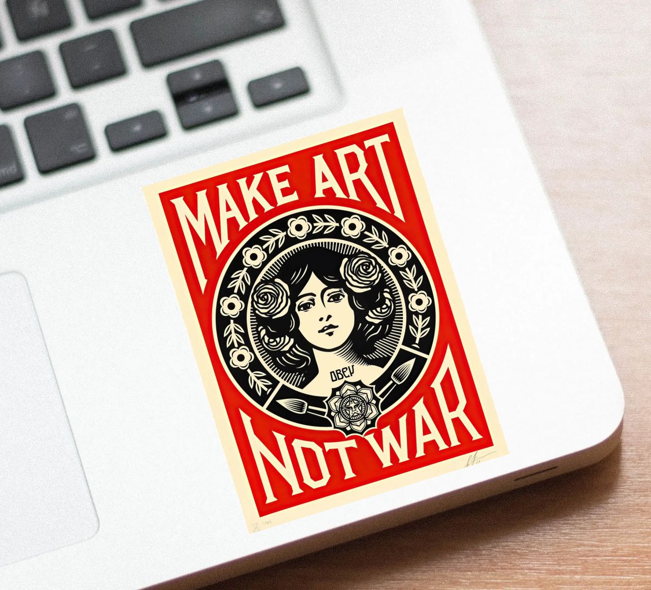 MACHT KUNST STATT KRIEG Sticker von American Poster
