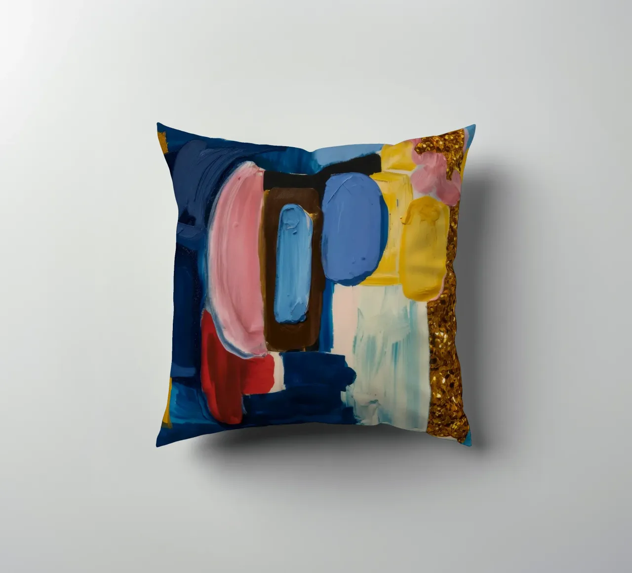 Amber Azure Gleam decorative cushion by Sublime Layers