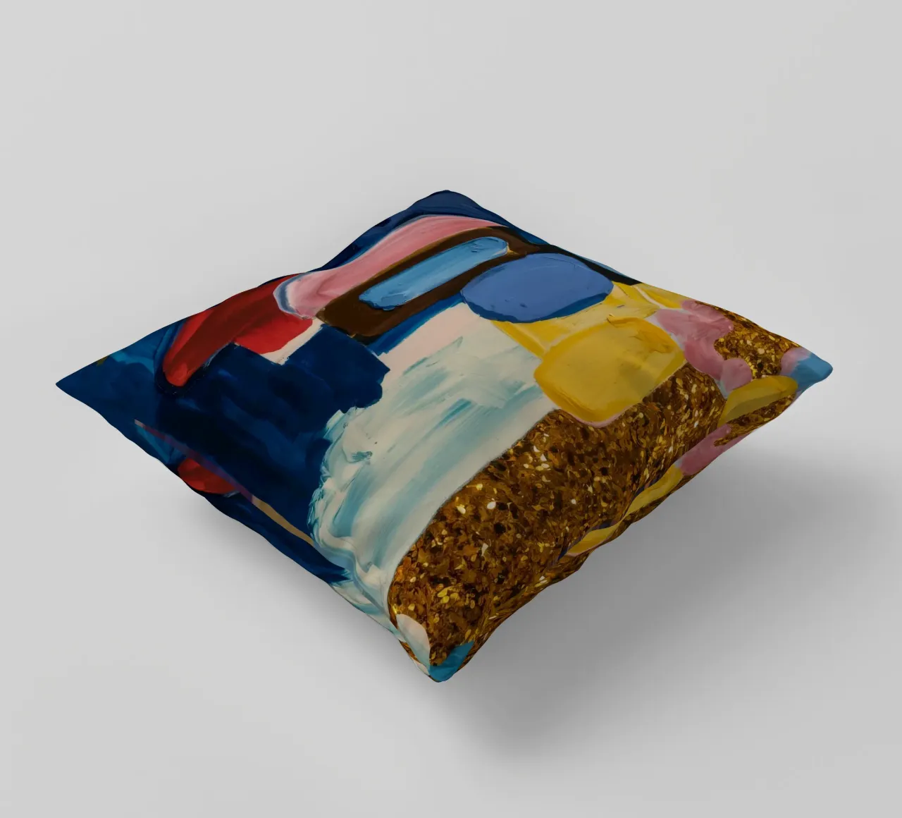Amber Azure Gleam decorative cushion by Sublime Layers