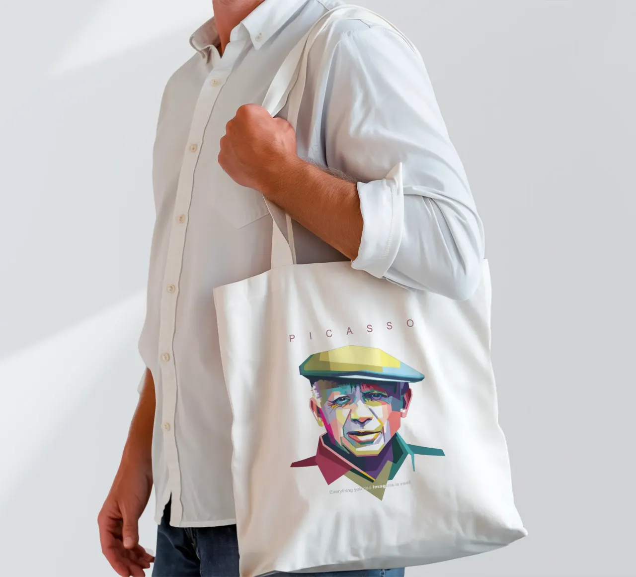 Picasso Pop Art WPAP borsa in juta da Alkahfsmart