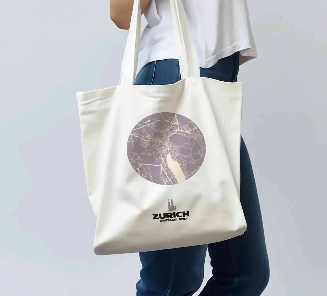 Zurich Lake & Structure - City Circles tote bag by MOOODZART