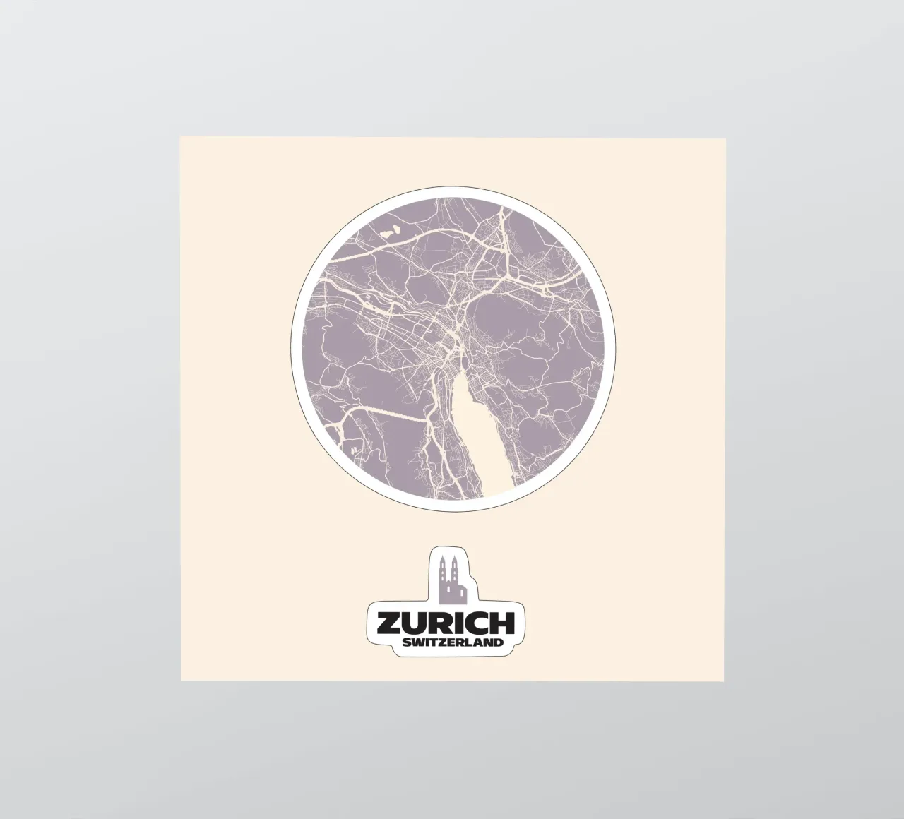 Zurich Lake & Structure - City Circles sticker by MOOODZART