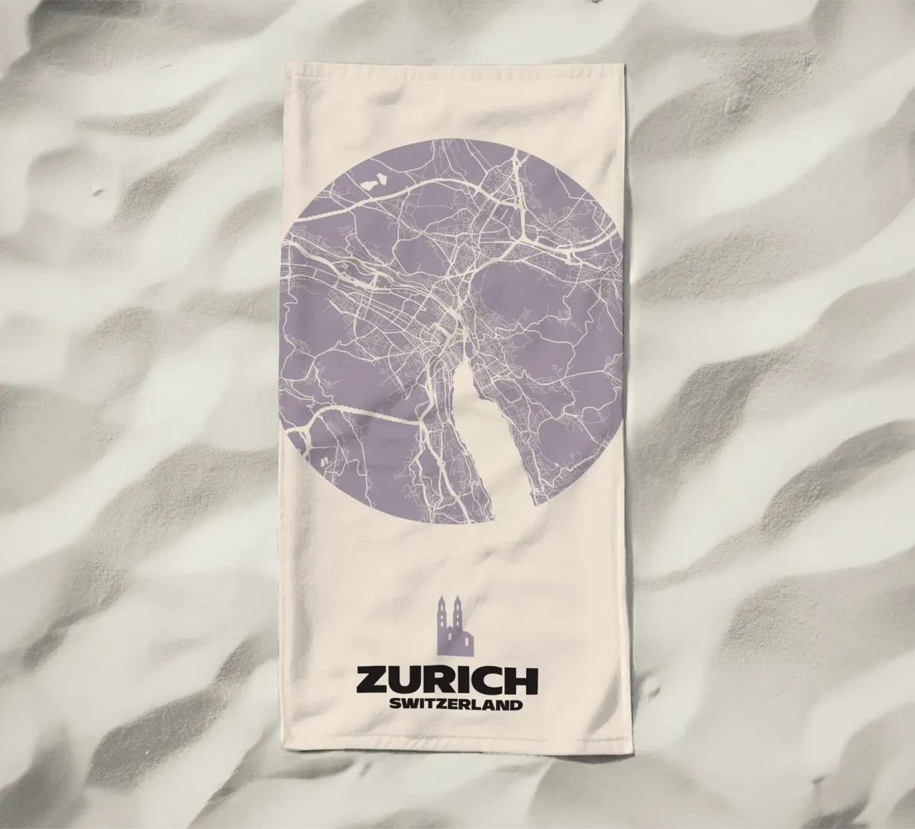 Meer & Structuur van Zürich - Stadscirkels strandhanddoek van MOOODZART