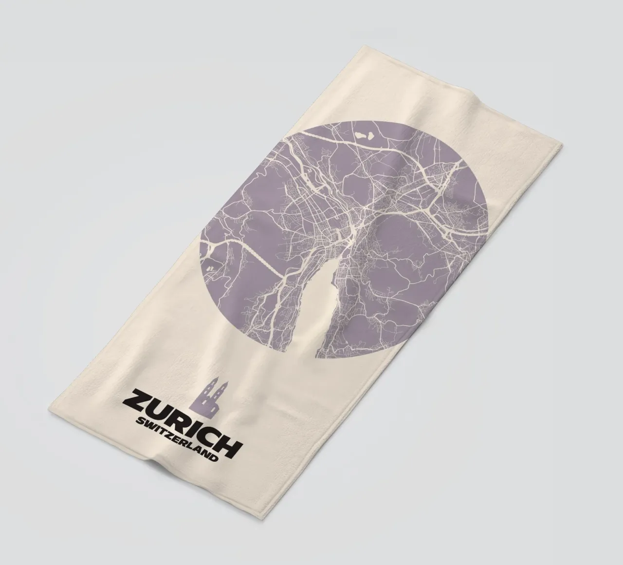 Meer & Structuur van Zürich - Stadscirkels strandhanddoek van MOOODZART