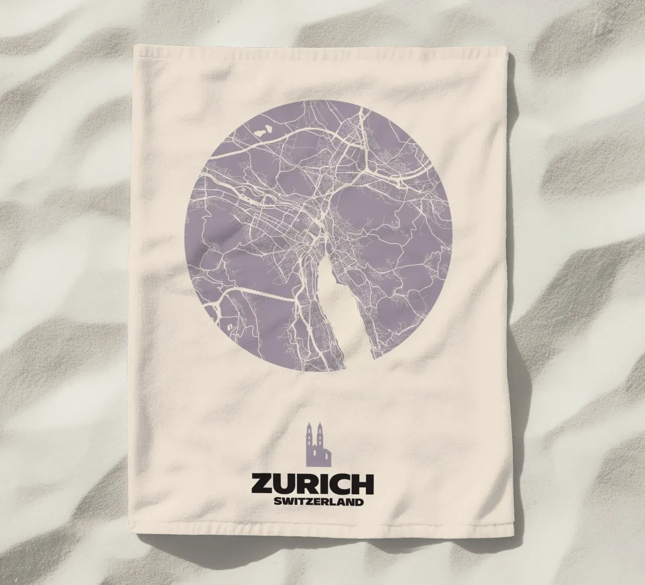 Meer & Structuur van Zürich - Stadscirkels strandhanddoek van MOOODZART