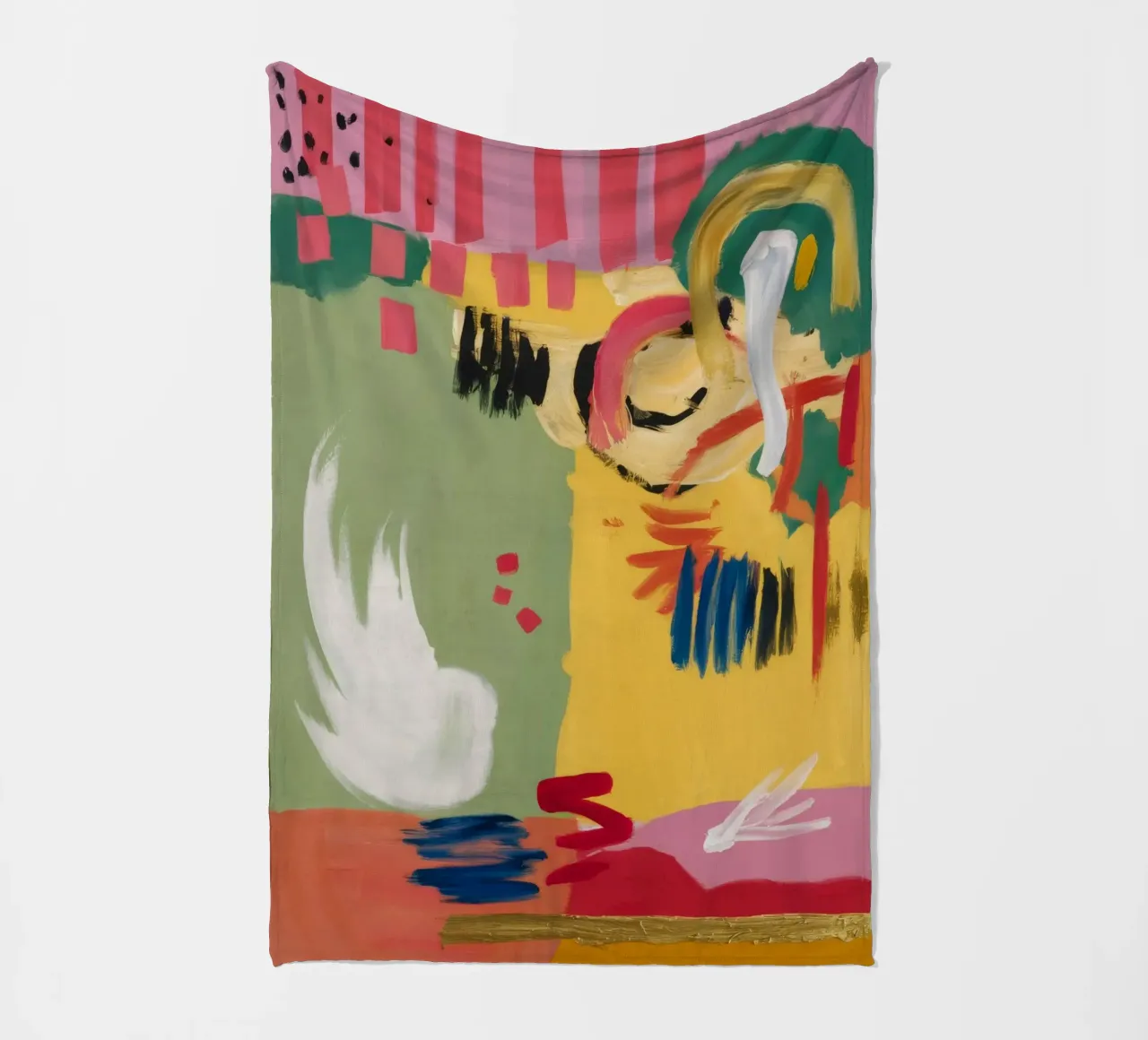 Verdant Joyful Scribble fleece blanket by Sublime Layers