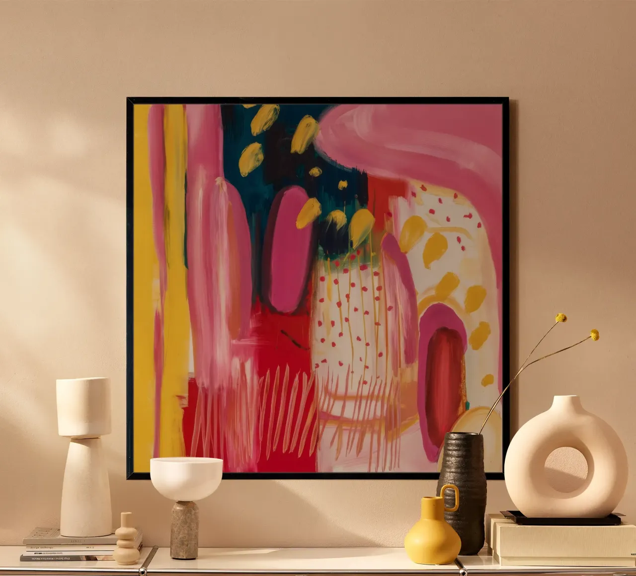 Radiosità dell'oro cremisi poster con telaio in alluminio da Sublime Layers