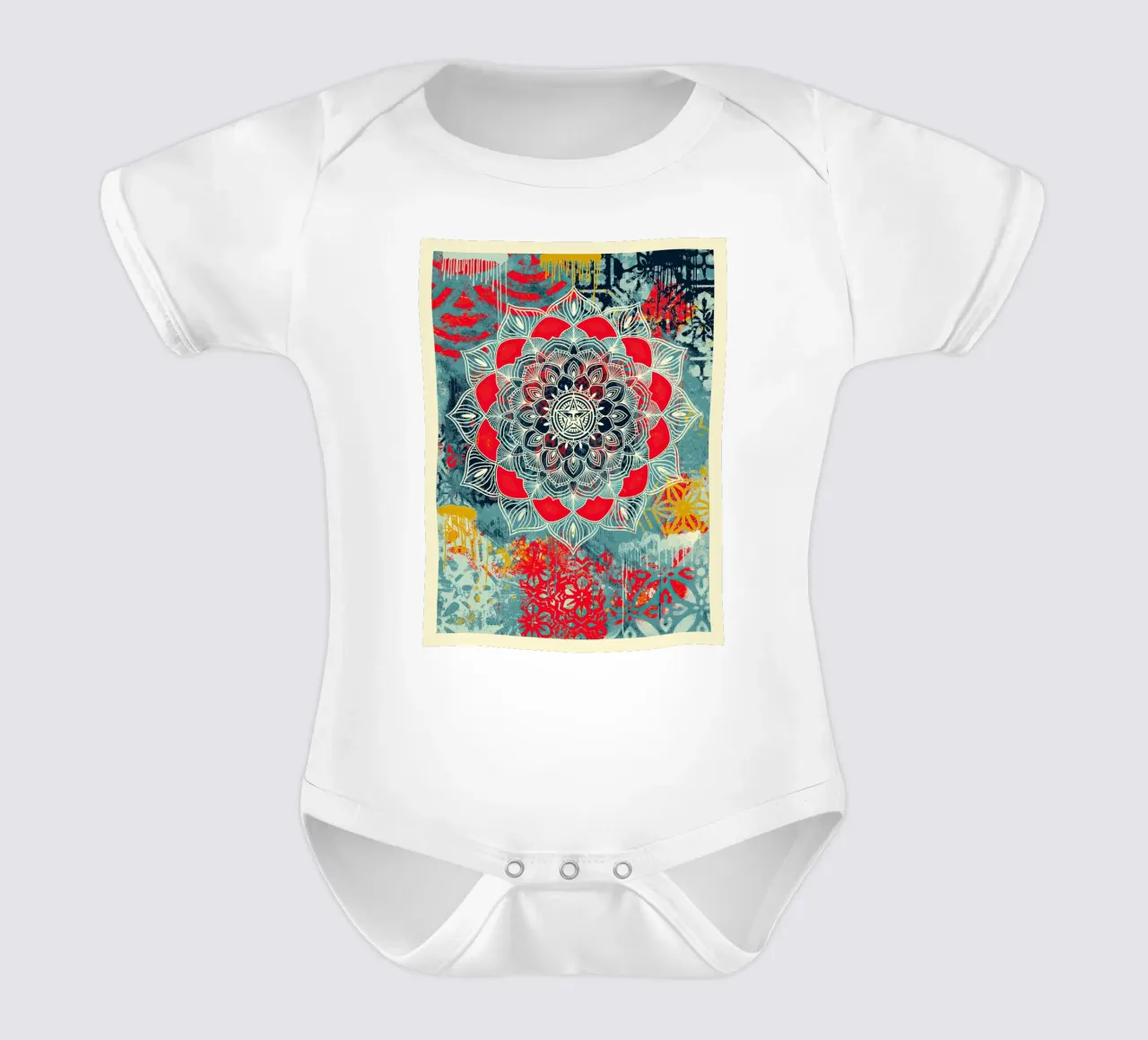 Chaos Mandala short-sleeve baby romper by American Poster